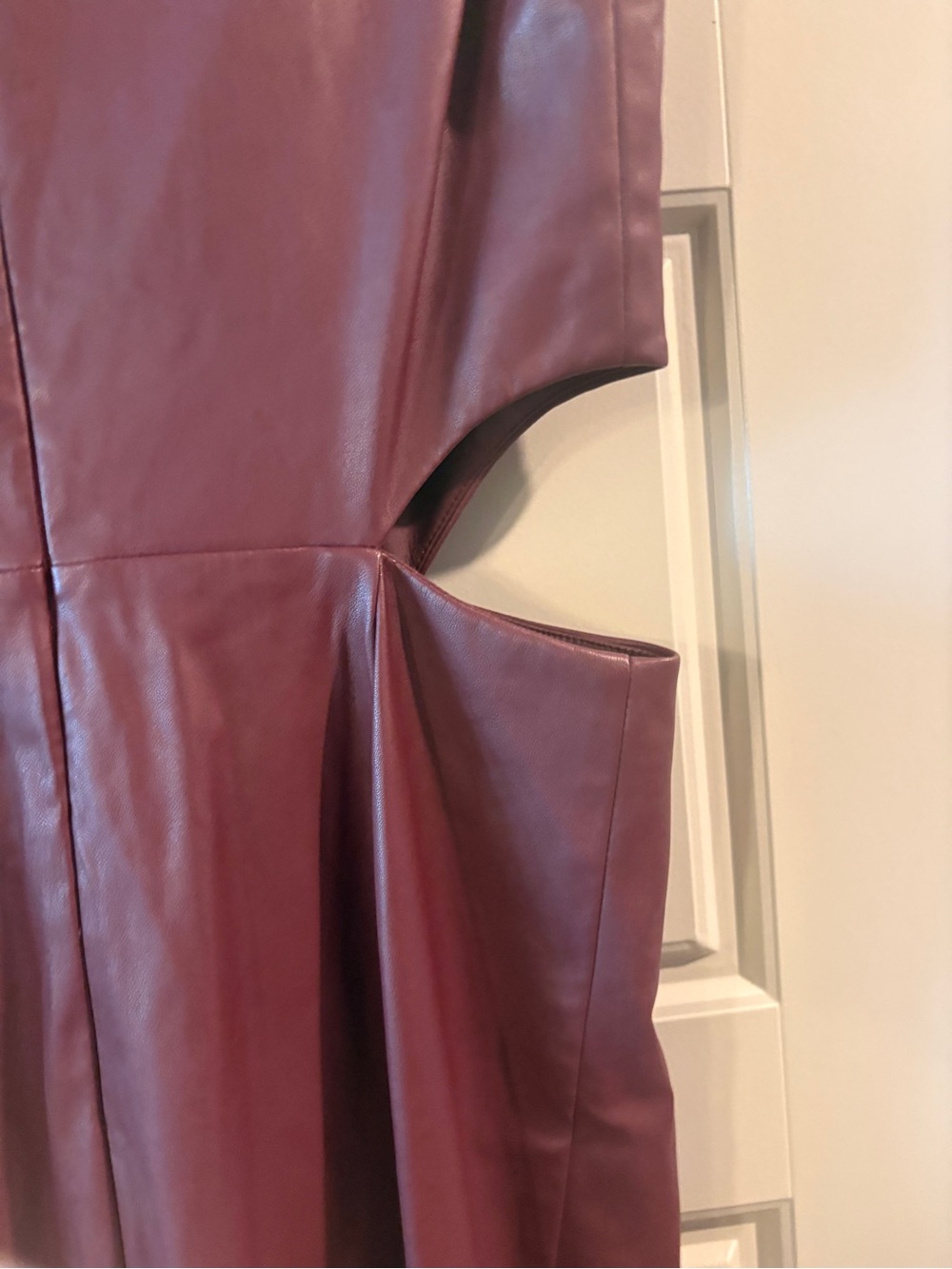 Jonathan Simkhai Toni Faux Leather Cutout Sleeveless Midi Dress in Mulberry Red - Picture 12 of 16